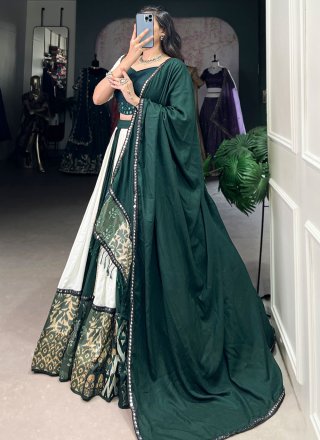 Rayon Readymade Lehenga Choli In Green Color