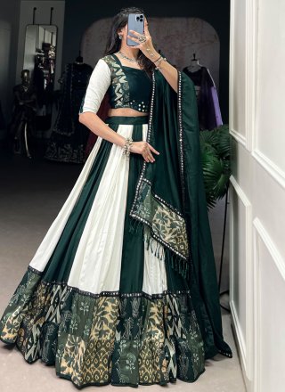 Rayon Readymade Lehenga Choli In Green Color