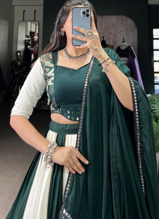 Rayon Readymade Lehenga Choli In Green Color