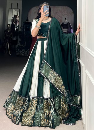 Rayon Readymade Lehenga Choli In Green Color