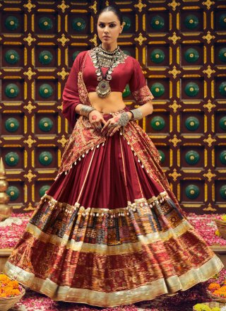 Rayon Readymade Lehenga Choli In Maroon Color