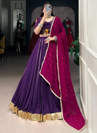 Rayon Readymade Lehenga Choli In Purple Color