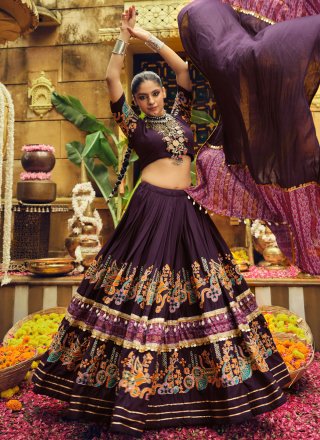 Rayon Readymade Lehenga Choli In Purple Color