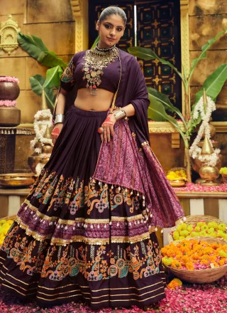 Rayon Readymade Lehenga Choli In Purple Color