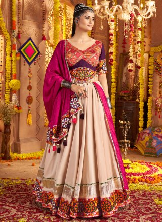 Rayon Readymade Lehenga Choli with Embroidered, Lace, Mirror and Thread Work