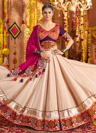 Rayon Readymade Lehenga Choli with Embroidered, Lace, Mirror and Thread Work