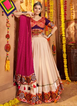 Rayon Readymade Lehenga Choli with Embroidered, Lace, Mirror and Thread Work