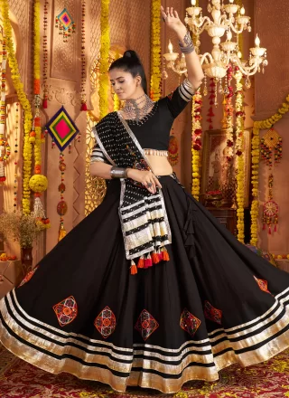 Rayon Readymade Lehenga Choli with Embroidered, Lace, Mirror and Thread Work