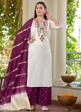 Rayon Readymade Salwar Suit with Embroidered Work