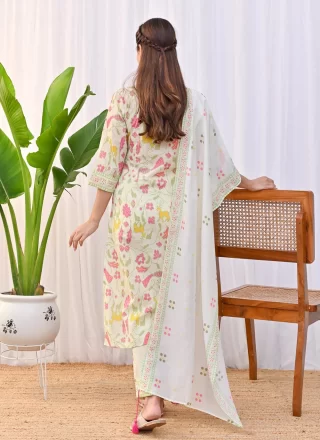 Rayon Salwar Suit In Cream