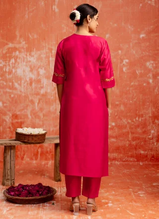 Rayon Salwar Suit In Hot Pink Color