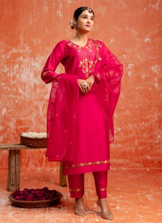 Rayon Salwar Suit In Hot Pink Color