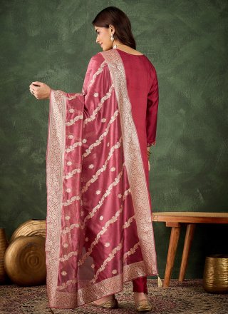 Rayon Salwar Suit In Maroon Color