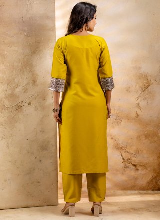 Rayon Salwar Suit In Mustard Colour