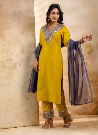 Rayon Salwar Suit In Mustard Colour