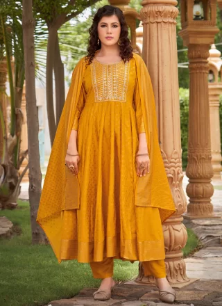 Rayon Salwar Suit with Embroidered, Foil Print and Sequins Work