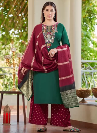 Rayon Salwar Suit with Embroidered Work