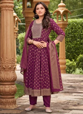 Rayon Trendy Suit In Wine Color