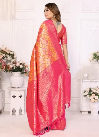 Red Banarasi Silk Classic Saree with Woven Work for Ceremonial