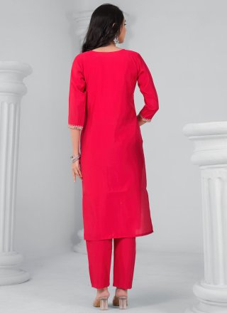 Red Chanderi Embroidered, Sequins and Zari Work Readymade Style for Casual