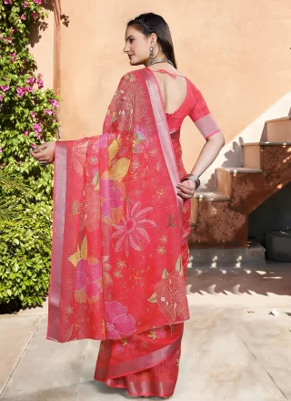 Red Cotton Contemporary Saree