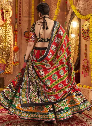 Red Cotton Readymade Lehenga Choli