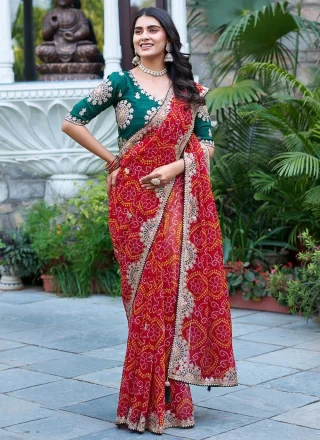 Red Fancy Fabric Classic Saree