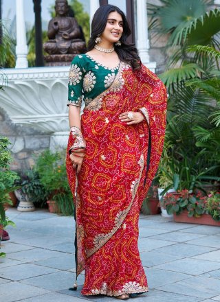 Red Fancy Fabric Classic Saree