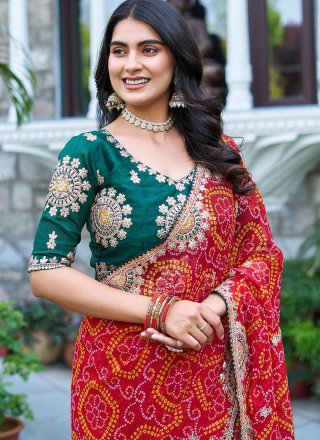 Red Fancy Fabric Classic Saree