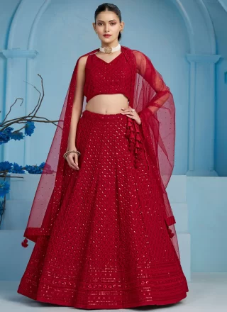 Red Georgette Lehenga Choli