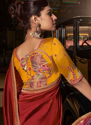 Red Pure Silk Traditional Saree