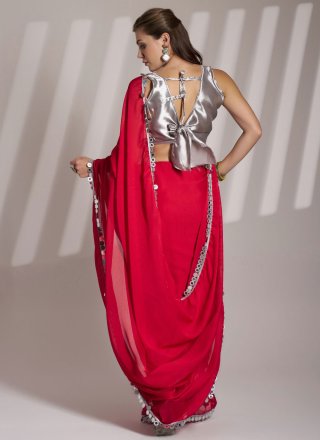 Red Rangoli Designer Sari