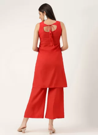 Red Rayon Designer Kurti