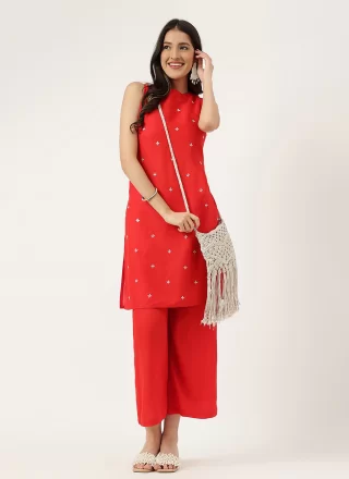 Red Rayon Designer Kurti