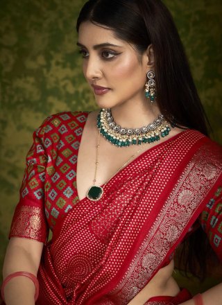 Red Silk Contemporary Sari