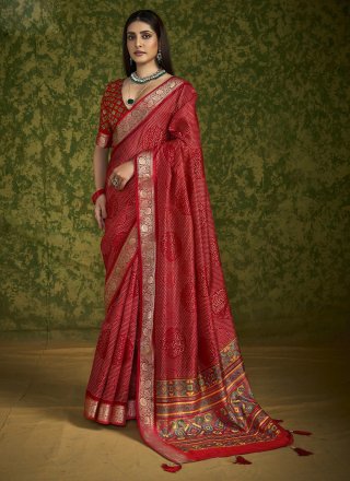 Red Silk Contemporary Sari