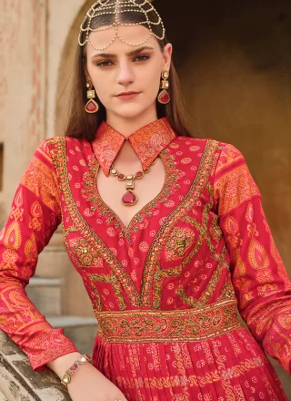 Red Silk Designer Gown