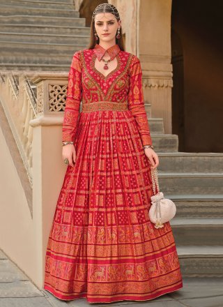 Red Silk Designer Gown