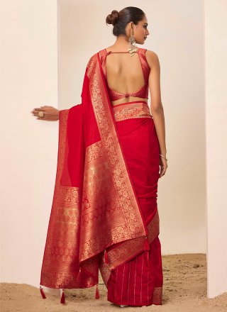 Red Silk Trendy Saree