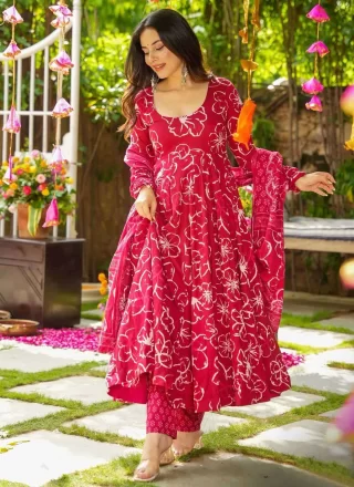 Regal Pink Muslin Salwar Suit with Digital Print Work