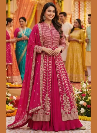 Remarkable Pink Georgette Lehenga Choli