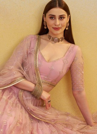 Remarkable Pink Net Lehenga Choli
