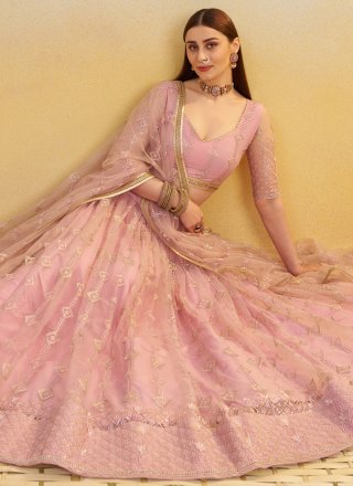 Remarkable Pink Net Lehenga Choli