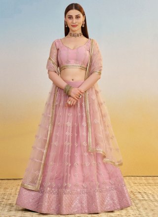 Remarkable Pink Net Lehenga Choli