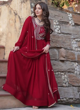 Renowned Rani and Red Faux Georgette Gown