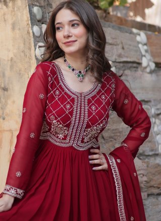 Renowned Rani and Red Faux Georgette Gown