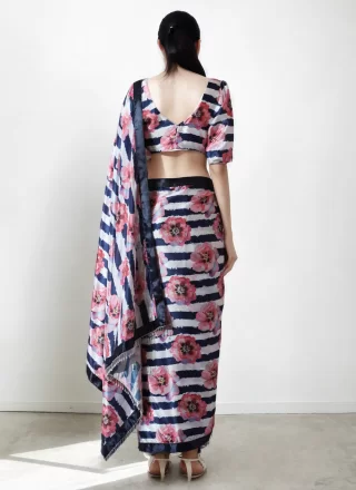 Riveting Multi Colour Chinon Classic Saree