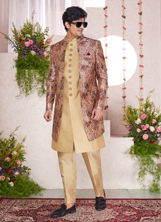Royal Cream Silk Indo Western with Embroidered Work