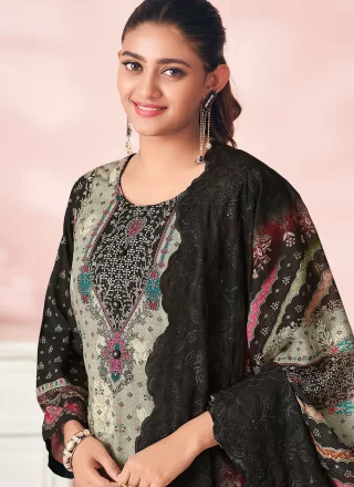 Ruritanian Black Cotton Lawn Salwar Suit