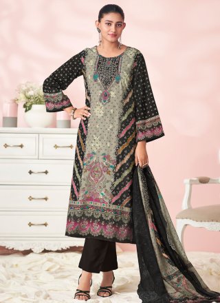 Ruritanian Black Cotton Lawn Salwar Suit